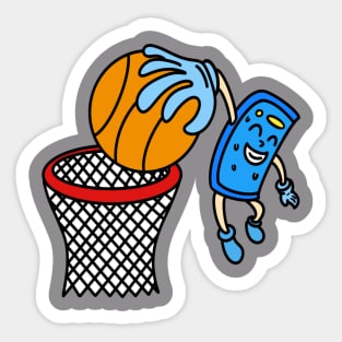 Funny cartoon basketball dunk Sticker